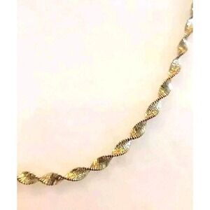 Sterling Silver Vermeil Gold Necklace Twist Chain 24"  -8.9 Grams